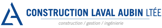 Un logo de construction laval aubin itee sur fond blanc