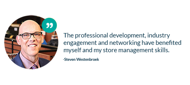 Steven Westenbroek beside a quote about professional development and networking