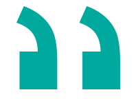 A pair of blue quotation marks on a white background.