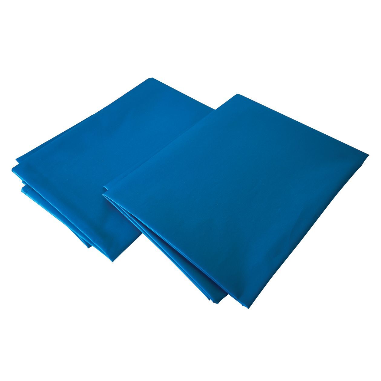 Two folded, blue sheets.