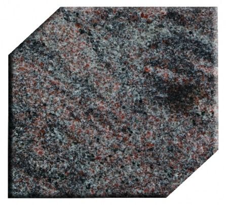 Black glittery hexagonal tile with clipped corners on a white background