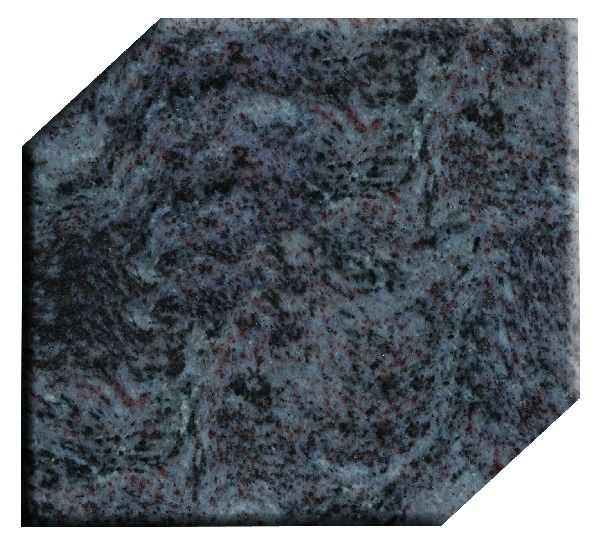 Black glittery hexagonal tile with clipped corners on a white background