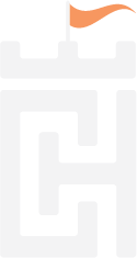 A white maze with an orange flag on top of it.