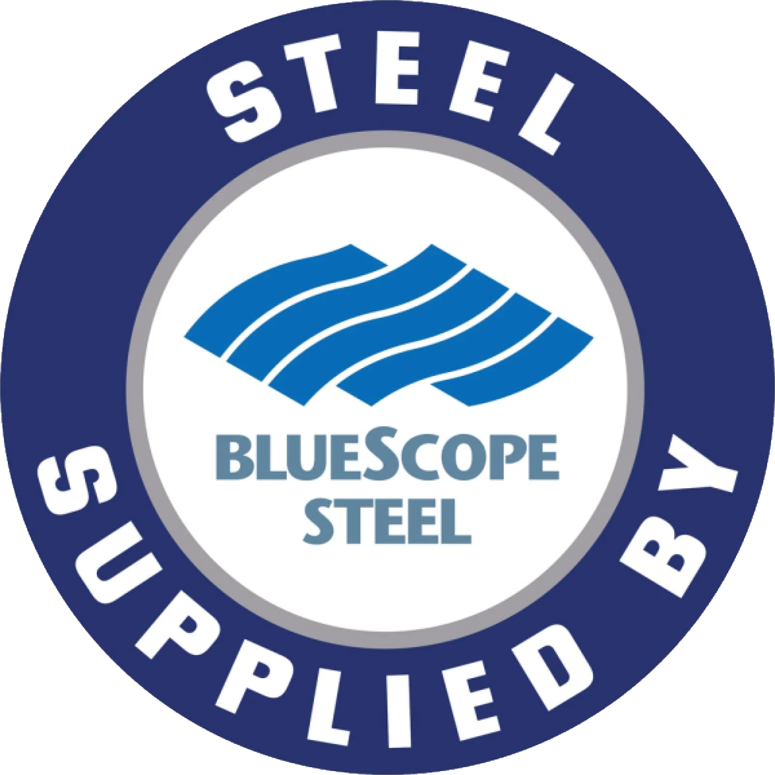 Logo: Blue circle with