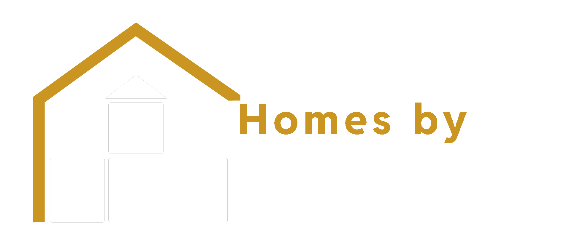 Logo featuring a gold house outline with the words