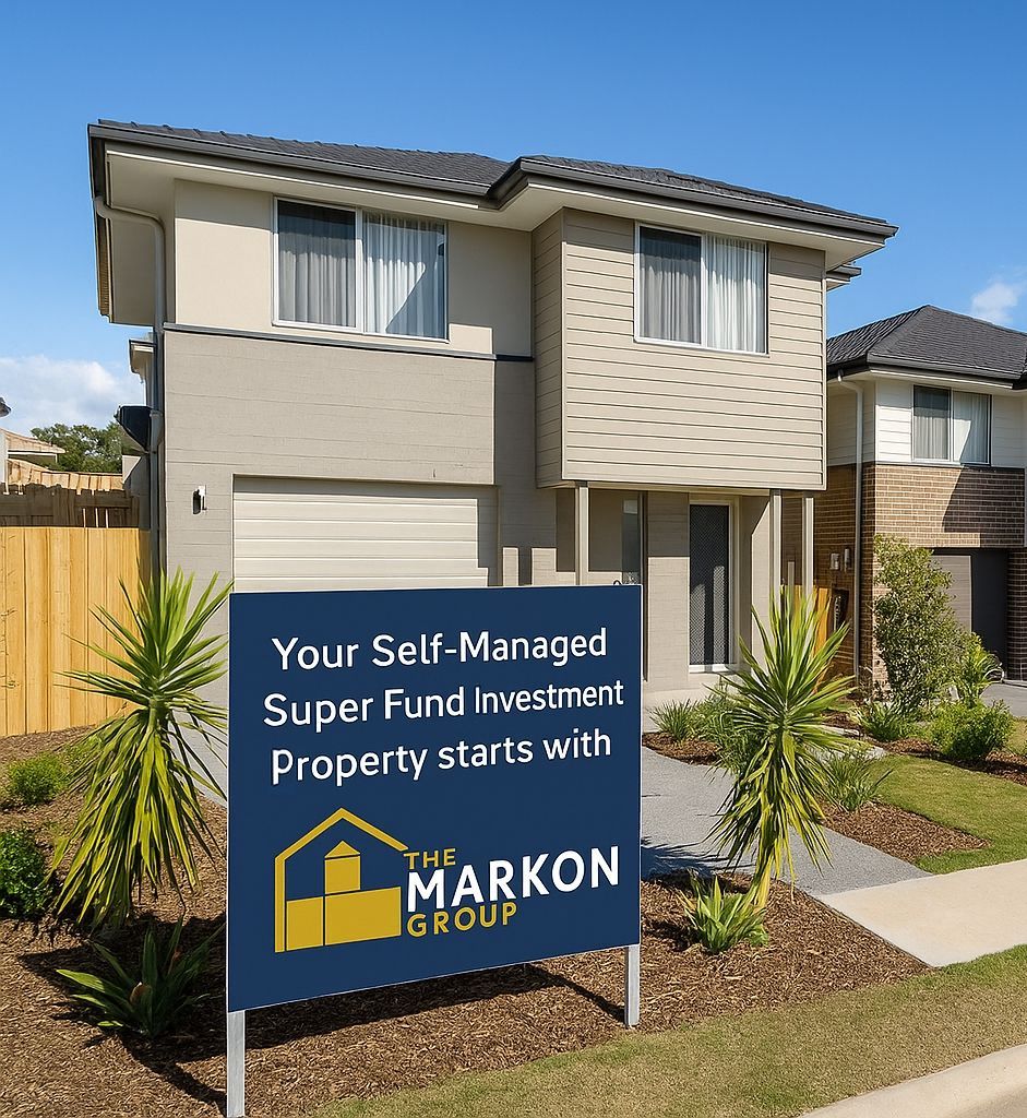 A two-story house with a sign reading