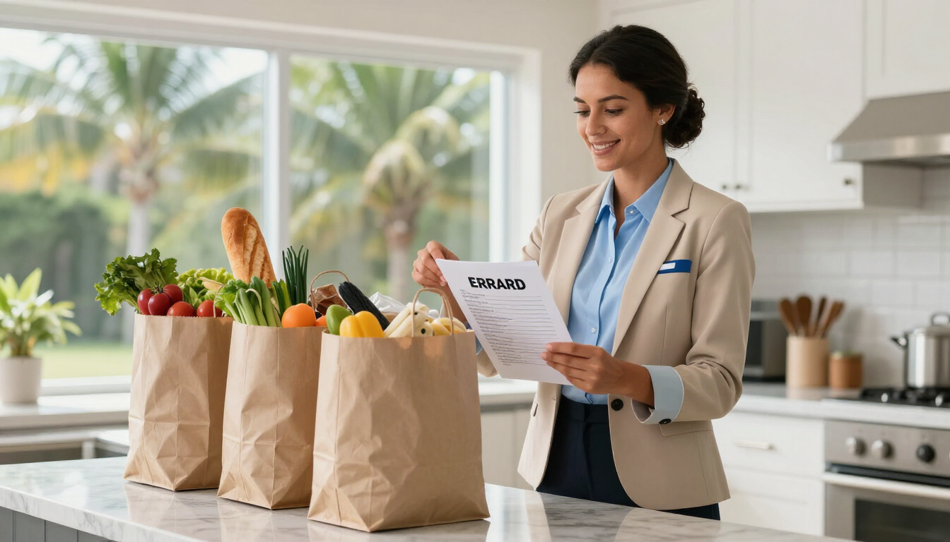Errand service professional organizing groceries in St. Petersburg