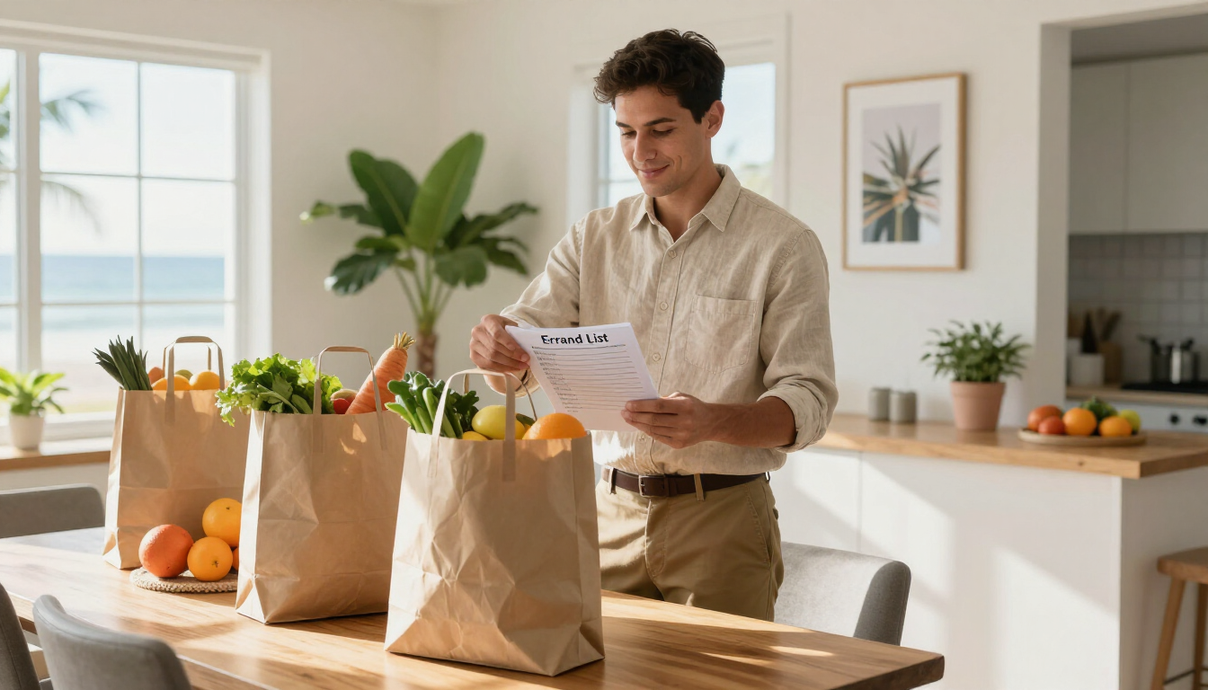 Errand service professional organizing groceries in St. Petersburg