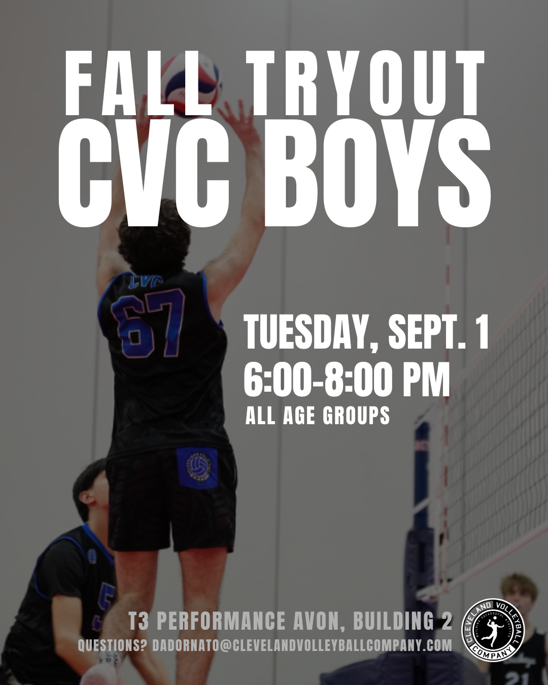Cleveland Volleyball Company Boys Fall Tryouts