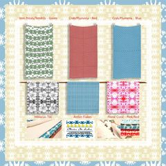 red border circle surrounding printed hanging plush bath towels by clothes pegs and hanging on bar. Folded towels below towels hanging on bar. Yellow and Blue print surrounding hanging towels.