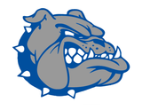 A drawing of a bulldog with a blue collar