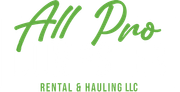All Pro Dumpster Rental & Hauling LLC logo in green script on a white background