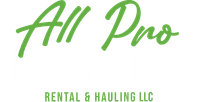 All Pro Dumpster Rental & Hauling LLC logo in green script on a white background