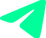 A green paper airplane is flying in the air on a white background.