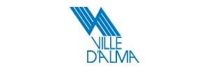 Un logo bleu pour la ville de Dalma sur fond blanc