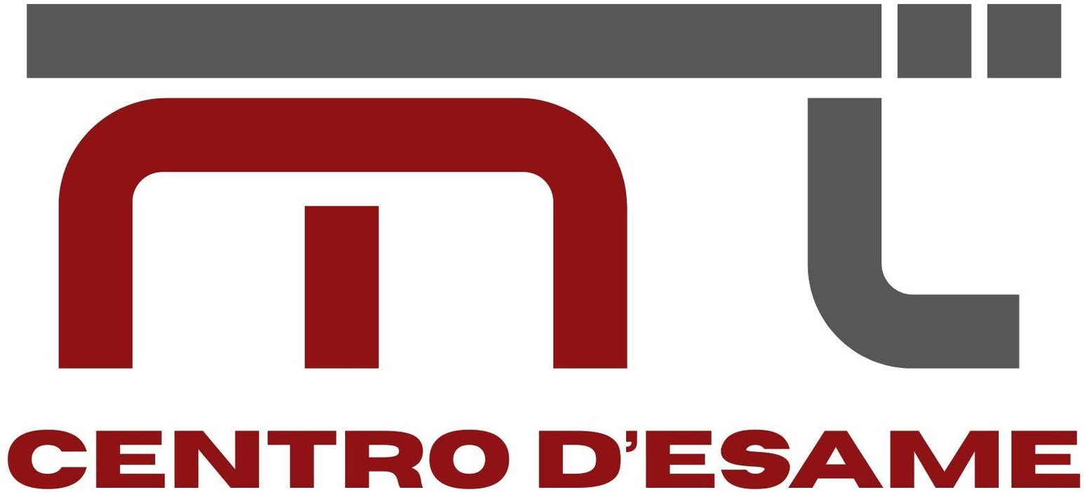 Logo del Centro d'Esame nei colori rosso, grigio e nero, con un'icona stilizzata a forma di