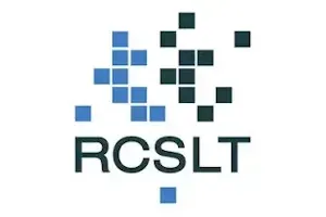 RCSLT logo with blue and dark square mosaic above the text