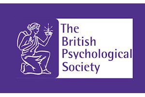 The British Psychological Society logo on a purple background with a white panel and seated figure illustration