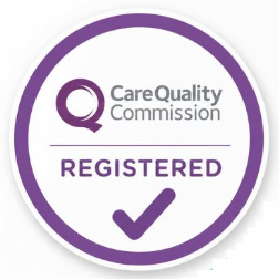 Care Quality Commission registered logo in purple and gray with a checkmark