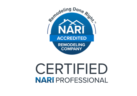 A logo for a certified nari professional remodeling company
