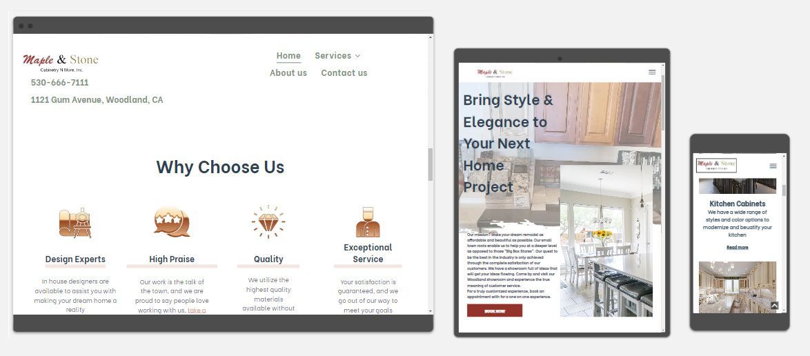 A screenshot of a website on a tablet , phone , and computer.