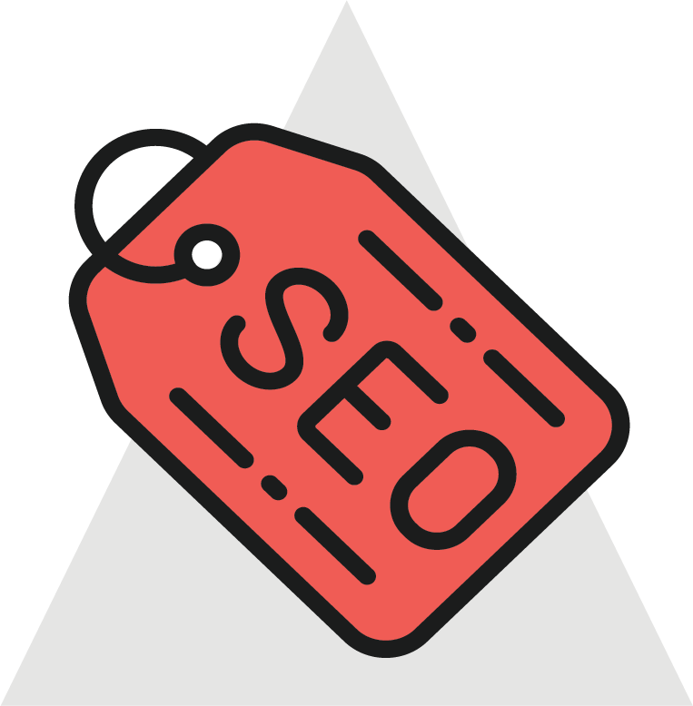 A red tag with seo written on it