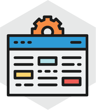 An icon of a calendar with a gear on top of it.