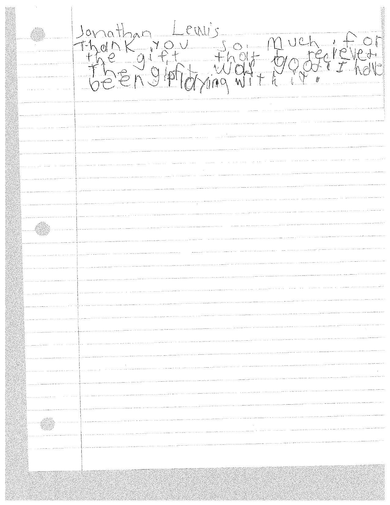 Handwritten notes on lined paper, with the top section of text visible.
