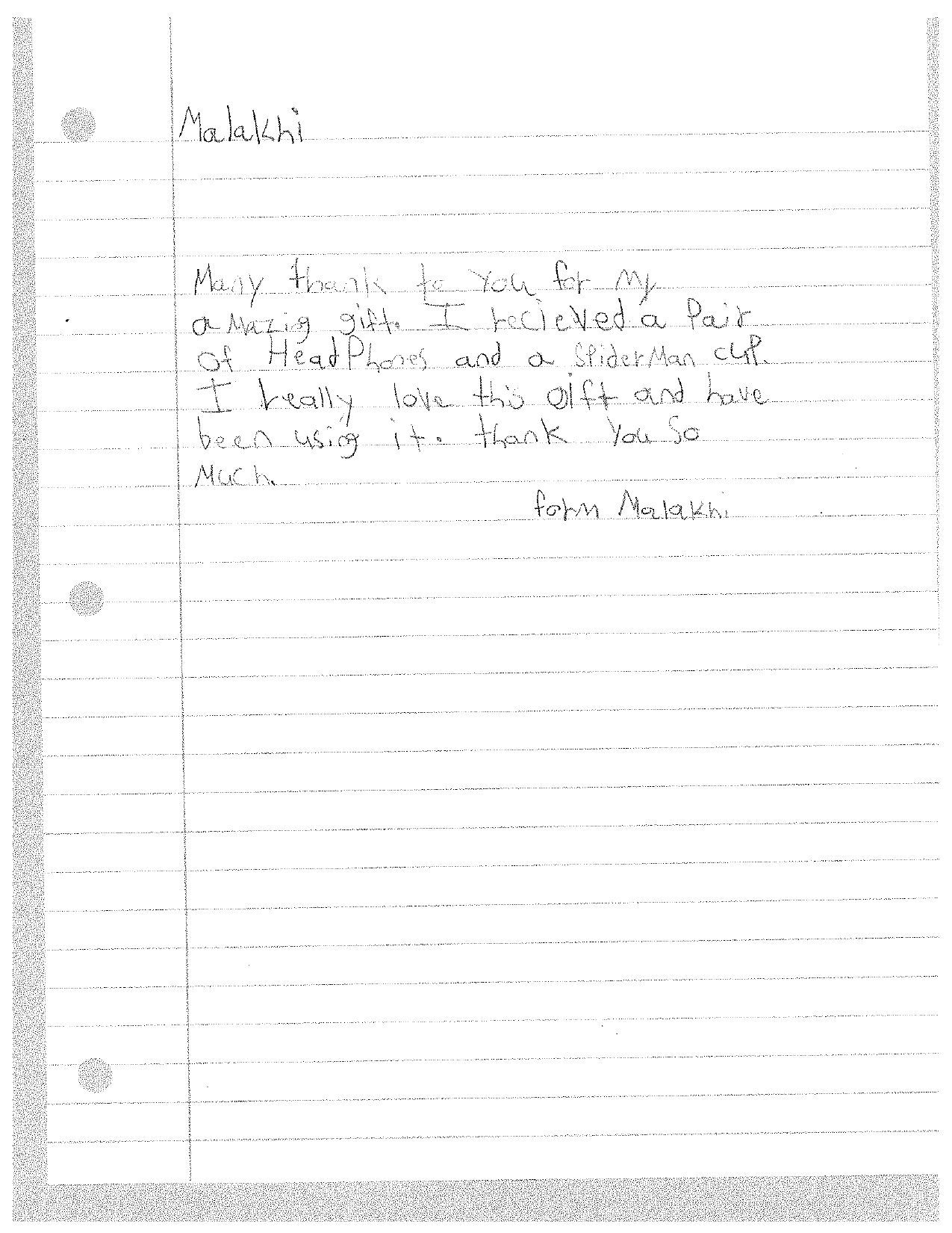 Handwritten note on lined paper; the text is difficult to read.