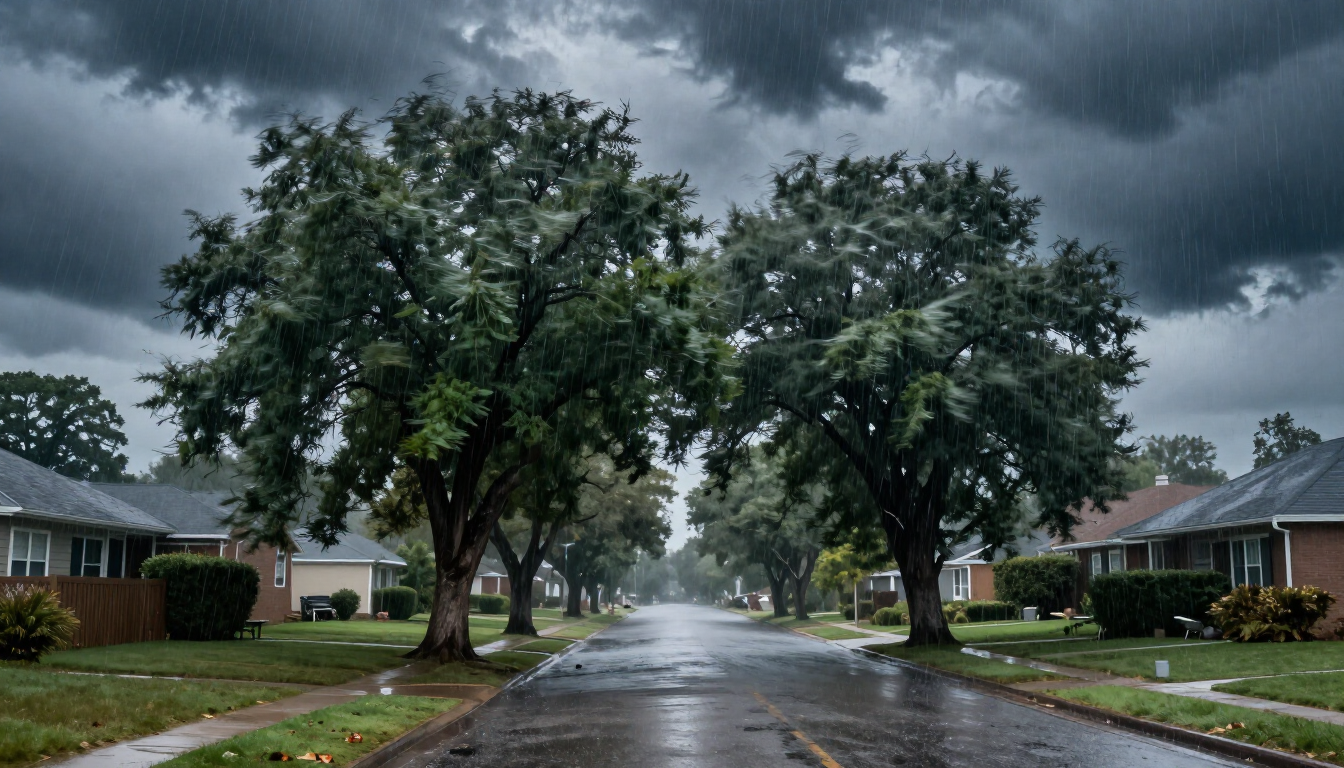 Stormy weather and trees