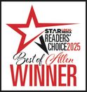Star Local Media Readers’ Choice 2025 “Best of Allen” winner logo in red, black, and white
