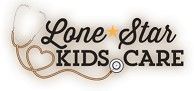 Lone Star Kids Care logo with brown script text and heart outline on a light background