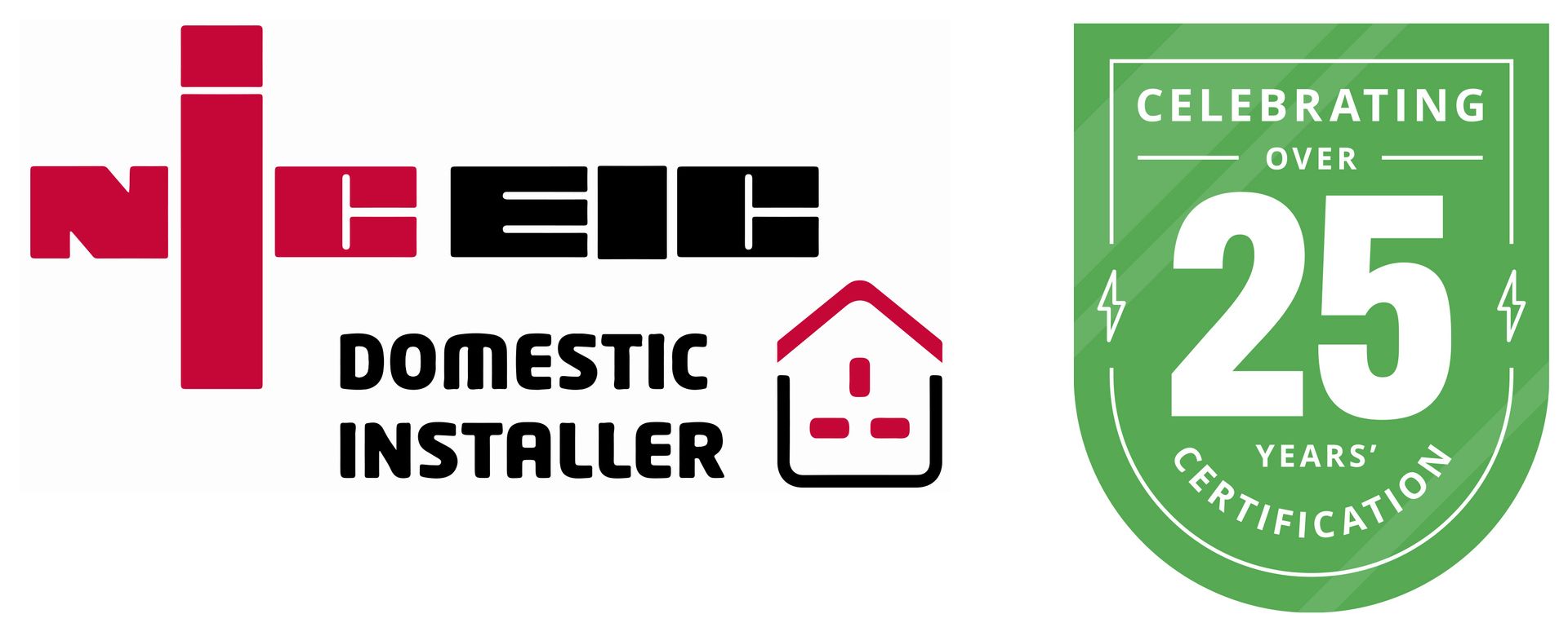 NICEIC Domestic Installer logo alongside a green