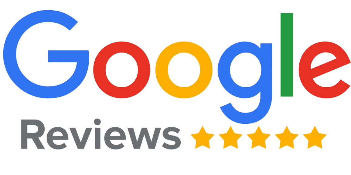 Google Reviews logo with multicolored Google text and five gold stars