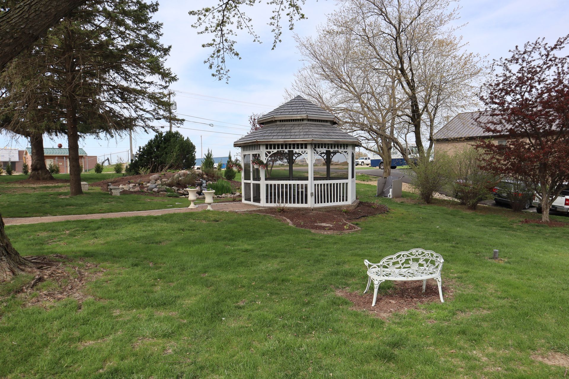 Gazebo with new silver roof