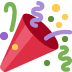 Colorful party popper with confetti and streamers on a white background