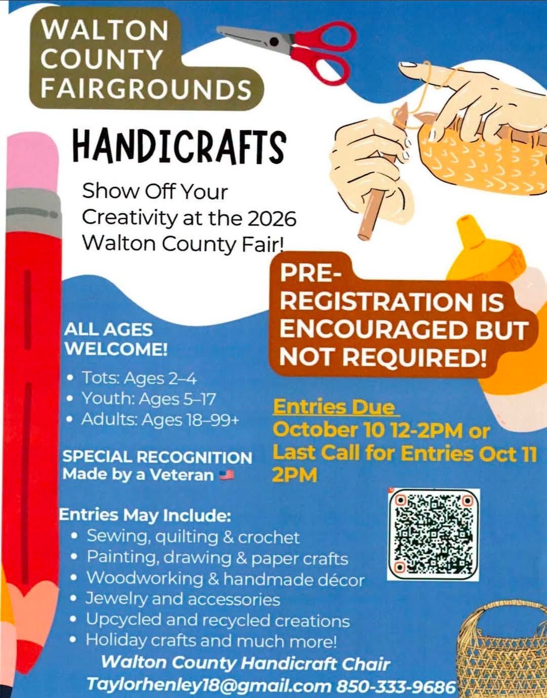 Walton County Fair rabbits registration poster with rabbit illustration, red and blue text, and event details