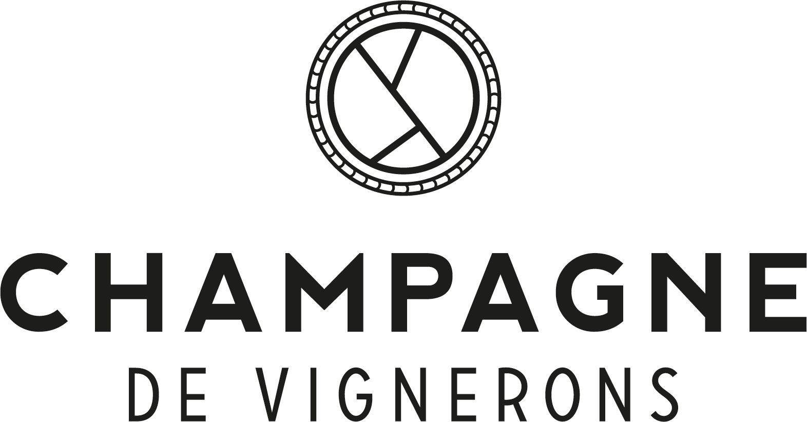 Un logo noir et blanc pour champagne de vignerons.