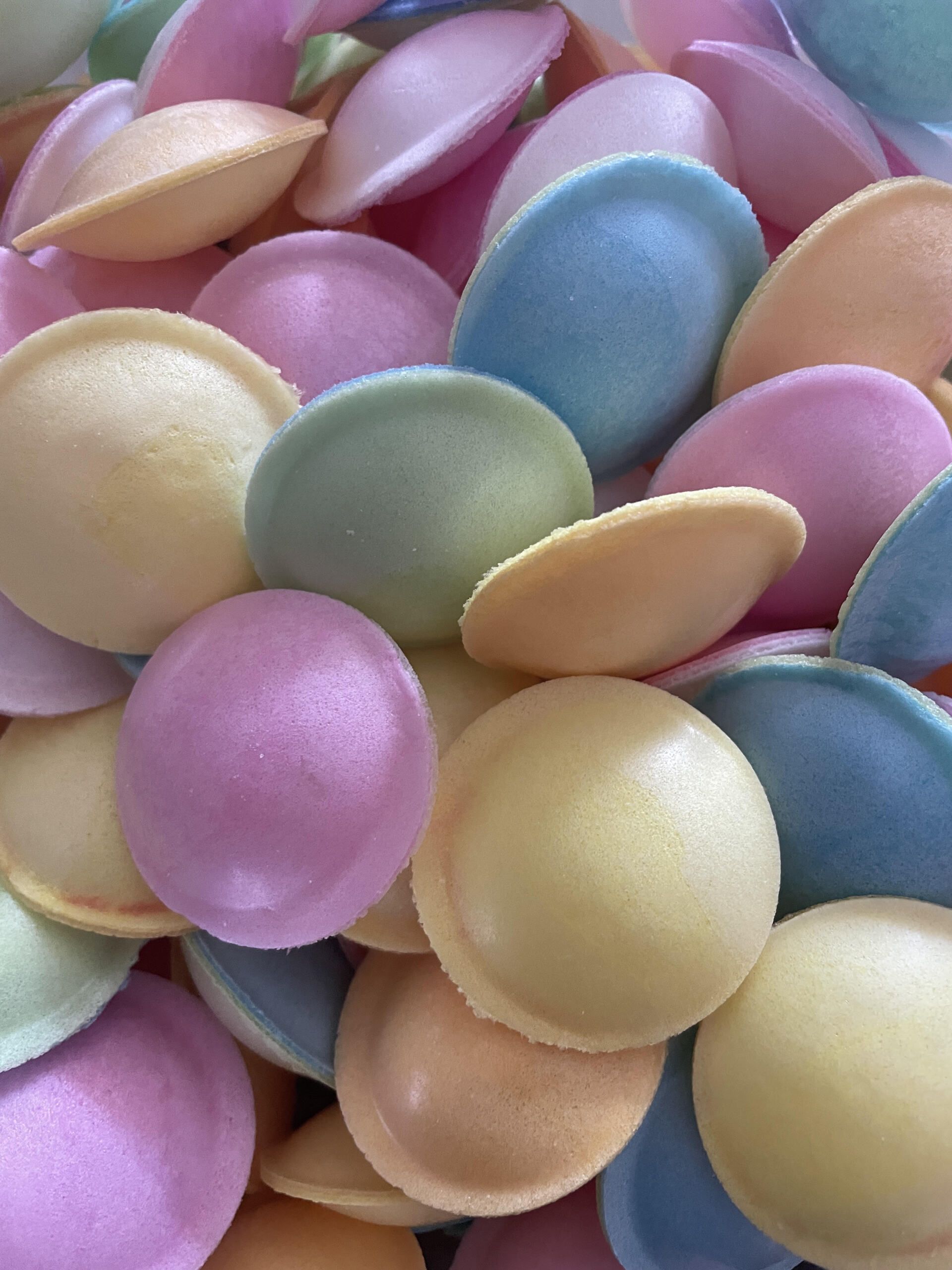 A close up of a pile of colorful candy