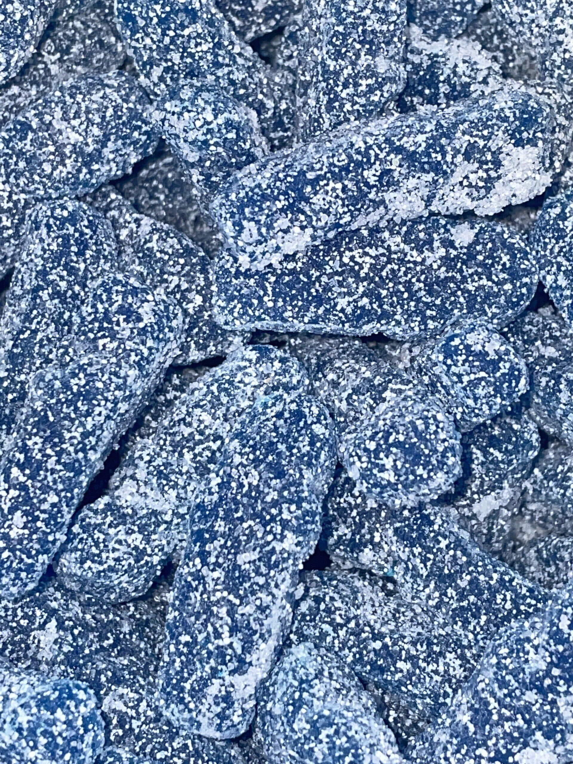 A close up of a pile of blue and white rocks.