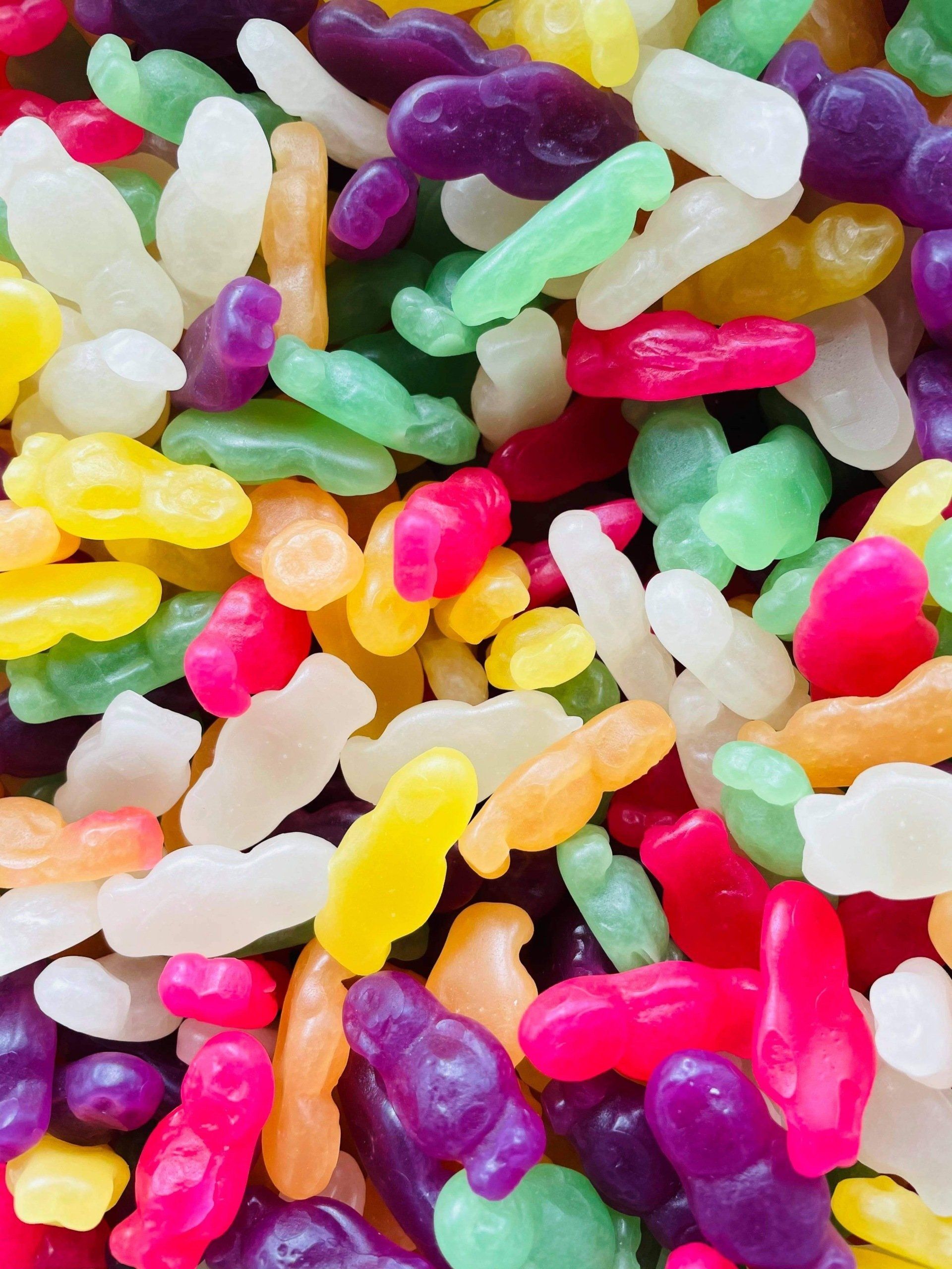 A close up of a pile of colorful candy