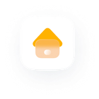 Une icône de maison jaune sur fond blanc.