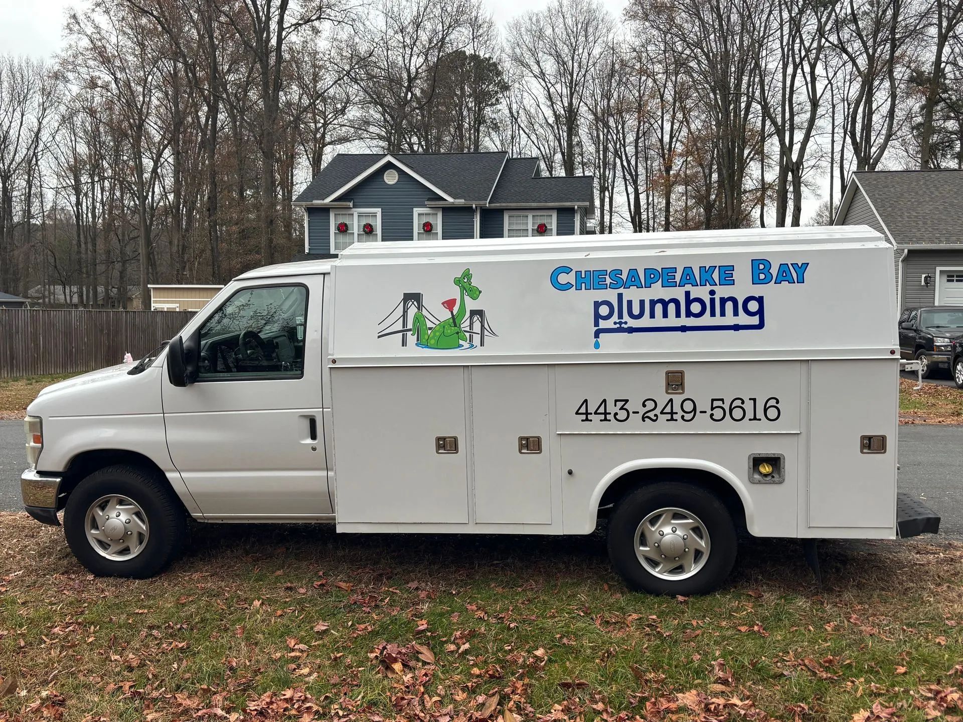 A white service utility van with 