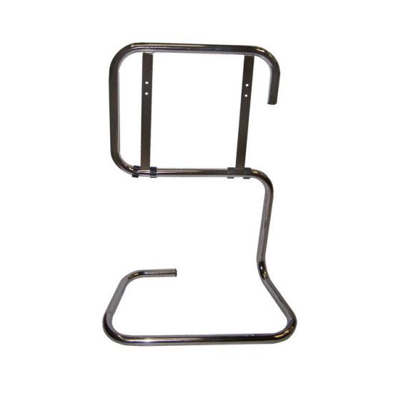 A metal frame that looks like the letter s on a white background