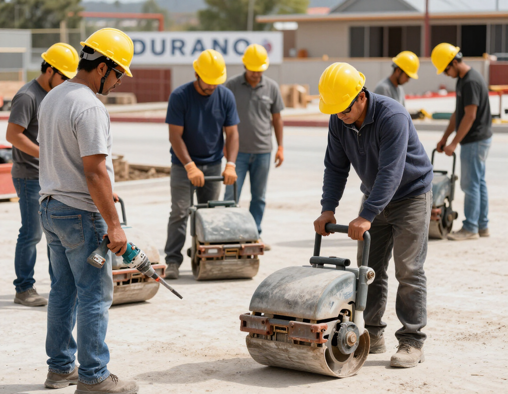 Proyecto en obra con maquinaria ligera