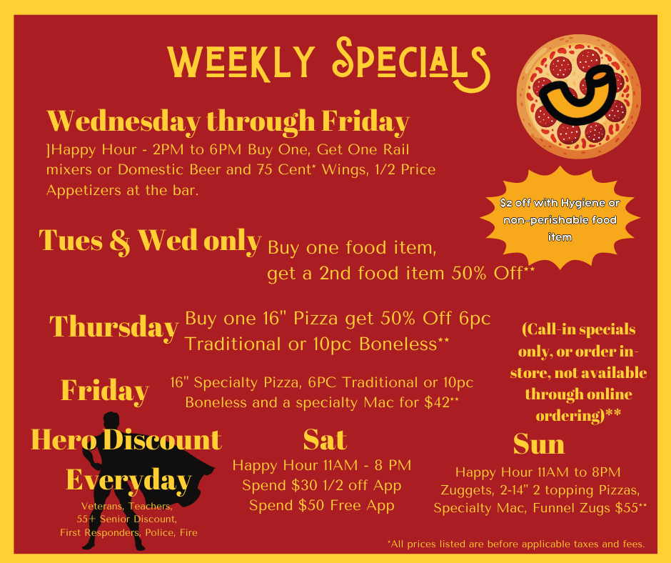 This weeks specials image