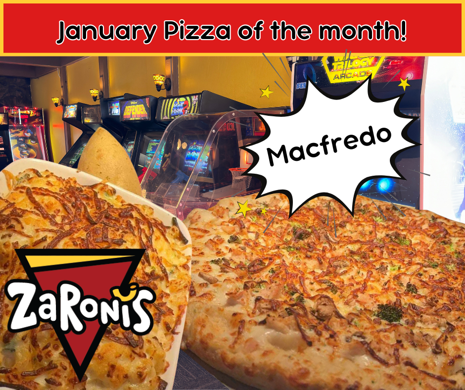 A poster for a special pizza december nacho villain pizza