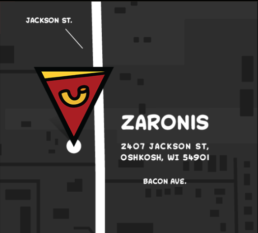 A sign that says zaronis on it