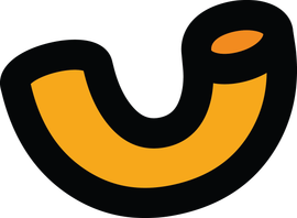 A cartoon drawing of a yellow u with a black outline.