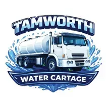 Tamworth Water Cartage logo with blue water truck and splashing water